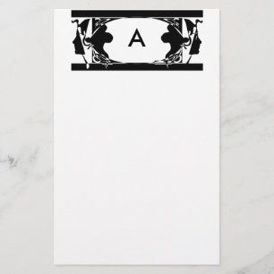Art Nouveau Silhouette Personalized initial Stationery