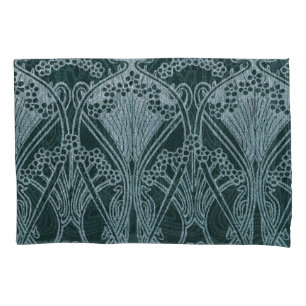 Art nouveau, silver gray blue,pattern, vintage,ret pillow case