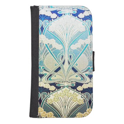 Art nouveau, silver,green,beige,nature colors,chic galaxy s4 wallet case