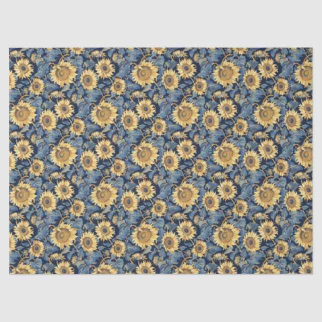  Art Nouveau Small Sunflowers  – 10lb, 17"x23" Tissue Paper (Front)