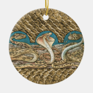 Art Nouveau Snake Trio Ceramic Ornament