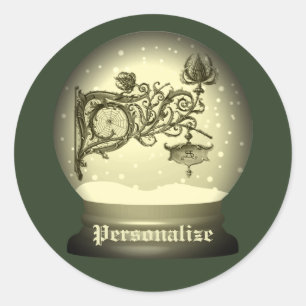 Art nouveau snow globe anton seder elegant  classic round sticker
