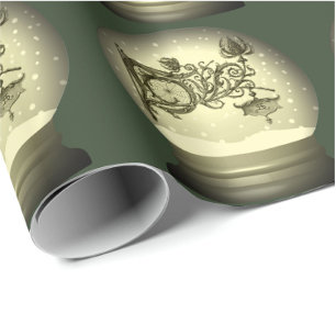 Art nouveau snow globe wrapping paper