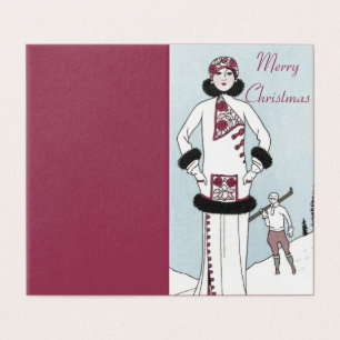Art Nouveau Snow Queen Merry Christmas Card
