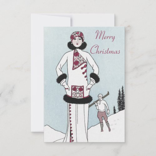 Art Nouveau Snow Queen Merry Christmas Card