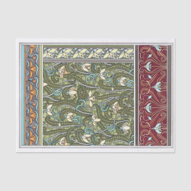 Art Nouveau Snowdrop Flower by French Artist 1896  Tissue Paper (Front)