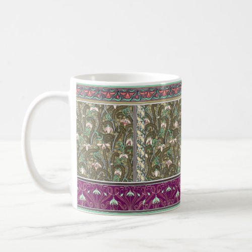 Art nouveau snowdrop flower pattern mug