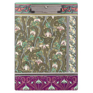 Art nouveau snowdrop flower verneuil purple green clipboard