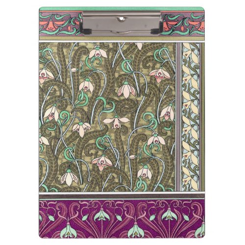 Art nouveau snowdrop flower verneuil purple green  clipboard