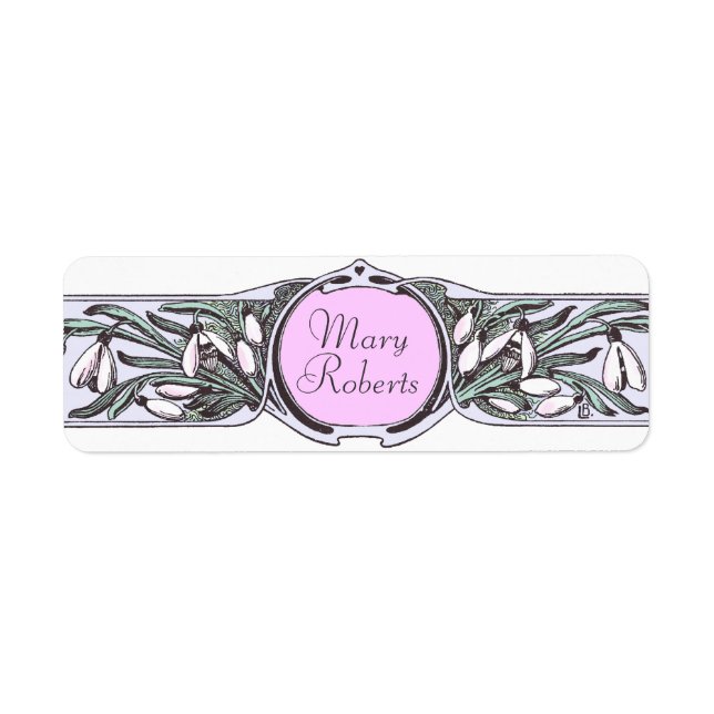Art Nouveau Snowdrop Flowers Gardening Canning Label (Front)