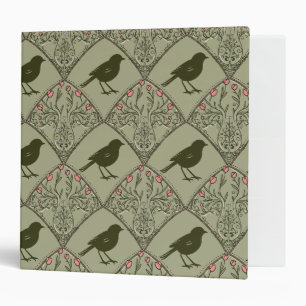 Art Nouveau Songbird Garden in Green 3 Ring Binder