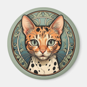 Art Nouveau Spotted Cat Magnet