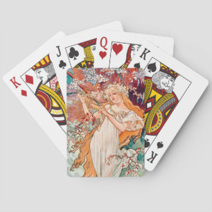Art Nouveau Spring by Alphonse Mucha Poker Cards