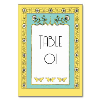 Art Nouveau Spring Dandelions and Butterflies Table Number