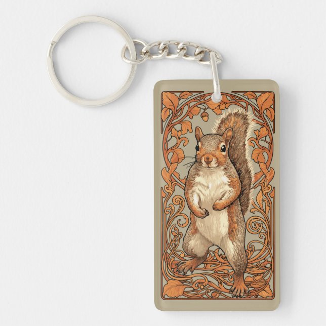 Art Nouveau Squirrel - funny squirrel lover Keychain (Front)
