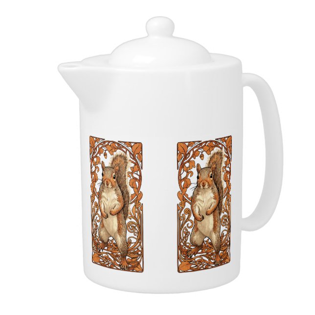 Art Nouveau Squirrel - funny squirrel lover Teapot (Right)