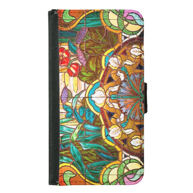 Art nouveau stained glass floral samsung galaxy wallet case (Front)