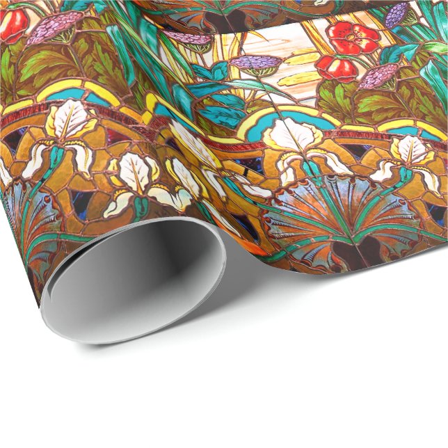 Art nouveau stained glass floral wrapping paper (Roll Corner)