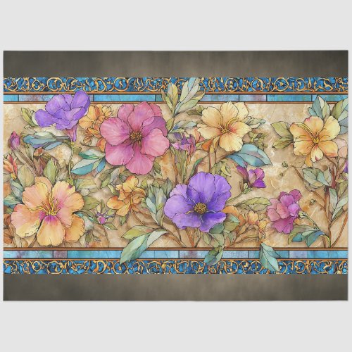 Art Nouveau Stained Glass Florals  Tissue Paper