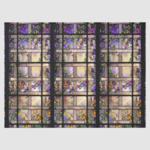 Art Nouveau Stained Glass Flowers Tissue Paper