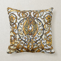 Art Nouveau Stained Glass Lily Flower Throw Pillow