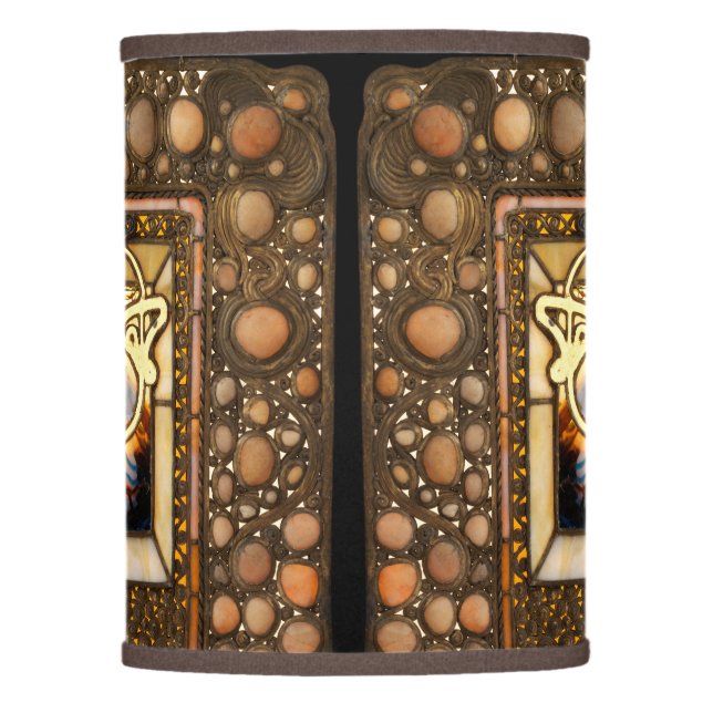 Art nouveau stained glass look abstract squash  lamp shade (Front)