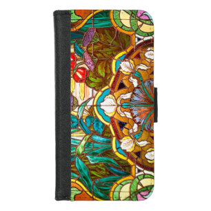 Art nouveau stained glass look floral elegant  iPhone 8/7 wallet case