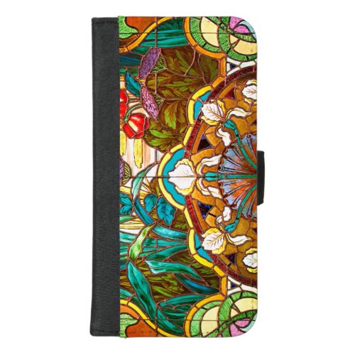 Art nouveau stained glass look floral iPhone 87 plus wallet case