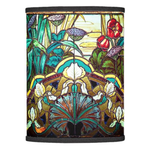 Art nouveau stained glass look floral lamp shade