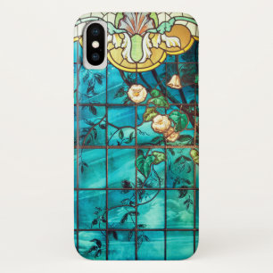 Art nouveau stained glass look floral Victorian iPhone X Case