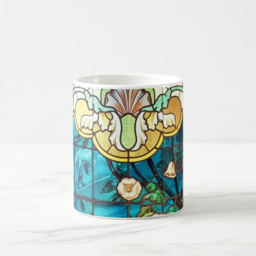 Art nouveau stained glass look floral Victorian  Coffee Mug