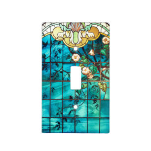 Art nouveau stained glass look floral Victorian Light Switch Cover