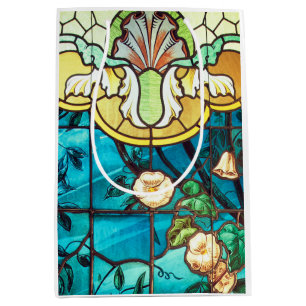 Art nouveau stained glass look floral Victorian Medium Gift Bag