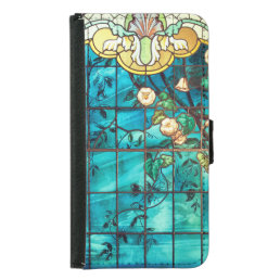 Art nouveau stained glass look floral Victorian Samsung Galaxy S5 Wallet Case