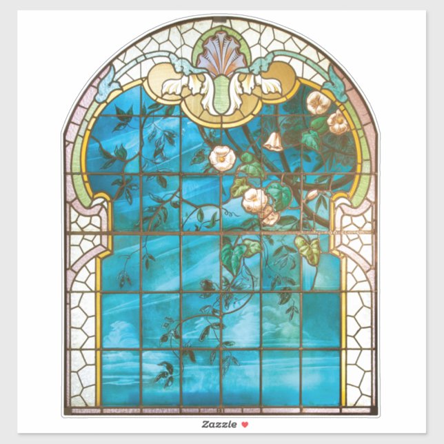 Art nouveau stained glass look floral Victorian  Sticker (Sheet)