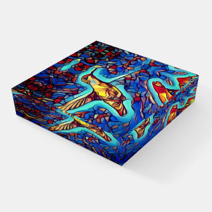 Art Nouveau Stained Glass Look Hummingbird Paperweight