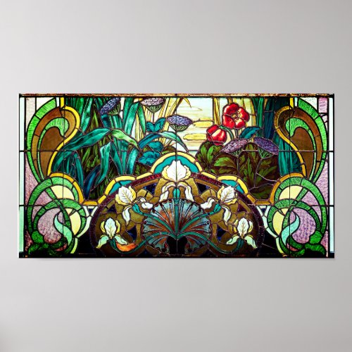 Art nouveau stained glass poster