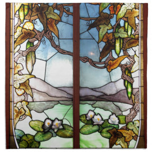 Art Nouveau Stained Glass Waterlily Cloth Napkins