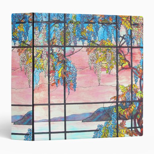 Art Nouveau Stained Glass Wisteria Flowers Binder