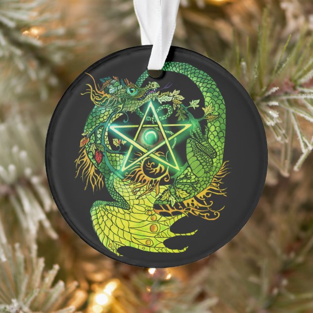 Art Nouveau Star/Pentacle Dragon Colored Ornament (Tree)