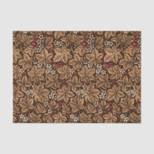 Art Nouveau Strawberries and Leaves, Dark Brown Tissue Paper