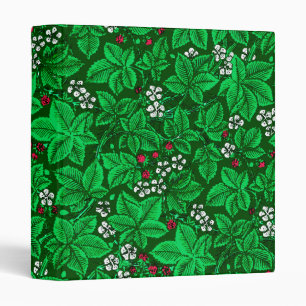 Art Nouveau Strawberries and Leaves, Emerald Green Binder