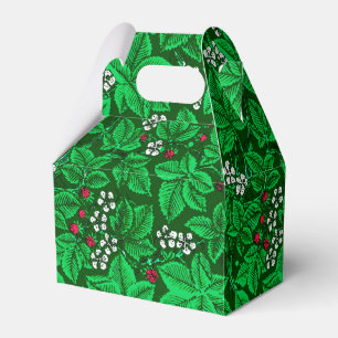 Art Nouveau Strawberries and Leaves, Emerald Green Favor Boxes