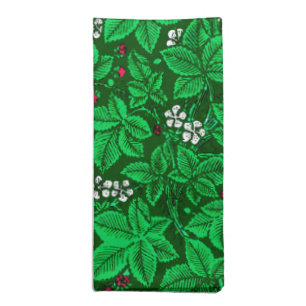 Art Nouveau Strawberries and Leaves, Emerald Green Napkin