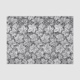 Art Nouveau Strawberries and Leaves, Gray & White Tissue Paper