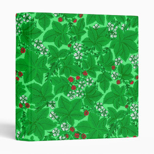 Art Nouveau Strawberries and Leaves, Lime Green 3 Ring Binder