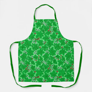 Art Nouveau Strawberries and Leaves, Lime Green Apron