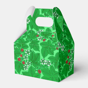 Art Nouveau Strawberries and Leaves, Lime Green Favor Boxes