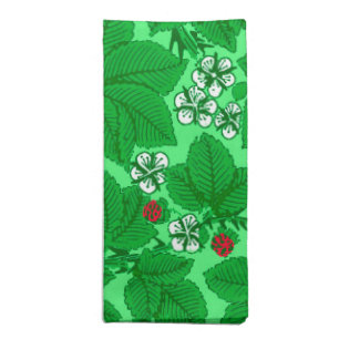 Art Nouveau Strawberries and Leaves, Lime Green Napkin