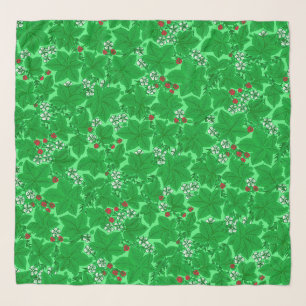 Art Nouveau Strawberries and Leaves, Lime Green Scarf